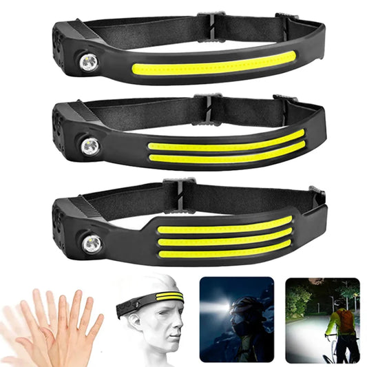 Induction Headlamp COB LED Sensor Head Lamp Built-in Battery Flashlight USB Rechargeable Head Torch 5 Lighting Modes Headlight